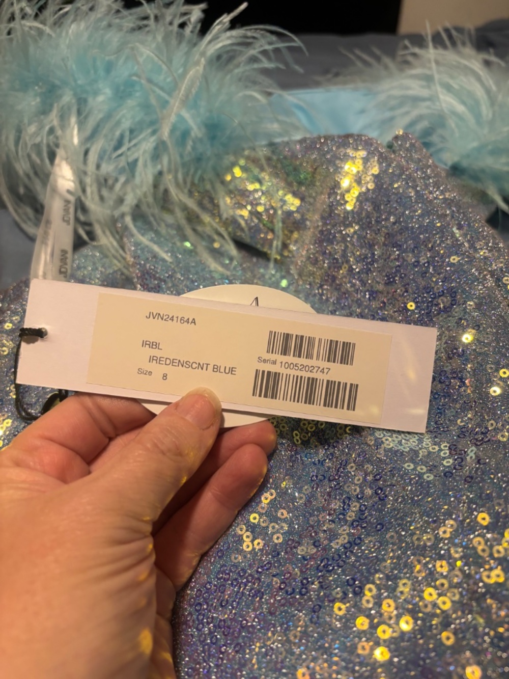 Jovani iridescent blue pageant prom gown - Picture 4 of 6